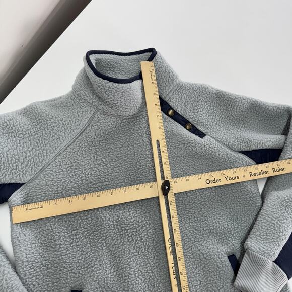 Southern Tide Fleece Pullover Womens Small Gray Blue Quarter Snap Sherpa Pockets - Picture 6 of 7